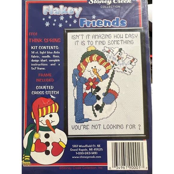 NWT Stoney Creek Flakey Friends Counted Cross Stitch Framed Complete Kit - Picture 1 of 3
